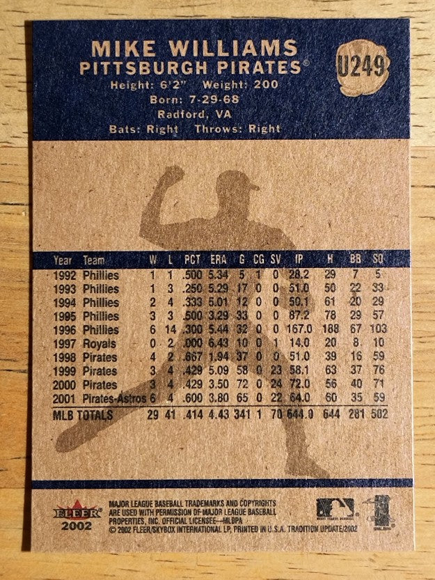 2002 Fleer Tradition Update #U249 Mike Williams