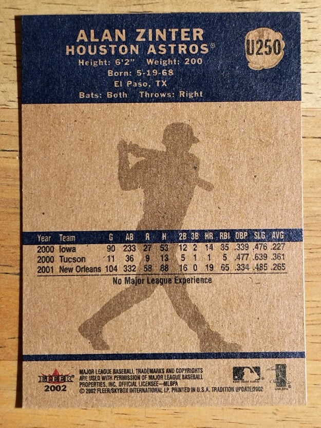 2002 Fleer Tradition Update #U250 Alan Zinter