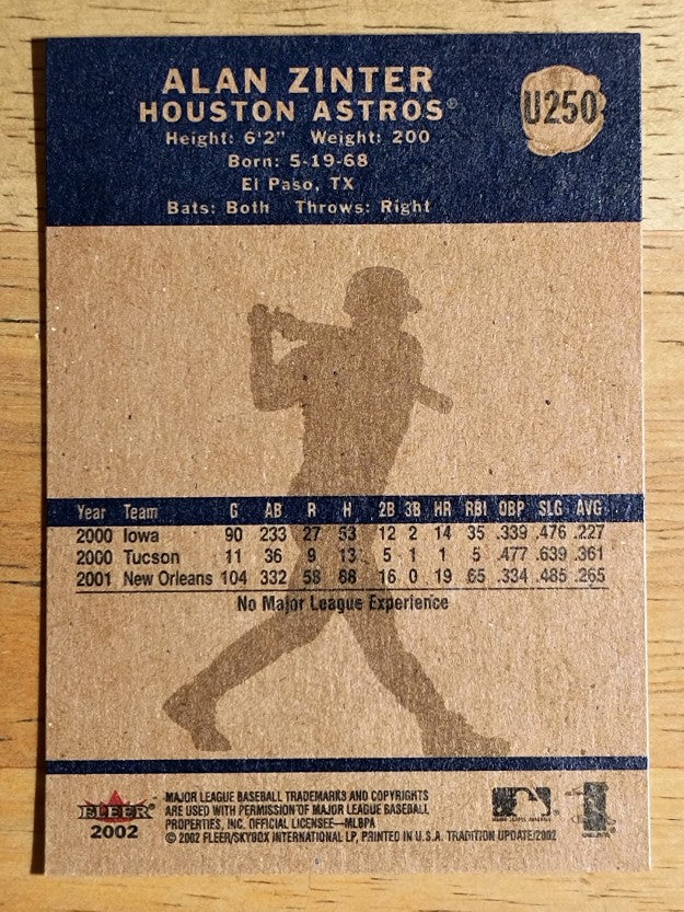 2002 Fleer Tradition Update #U250 Alan Zinter