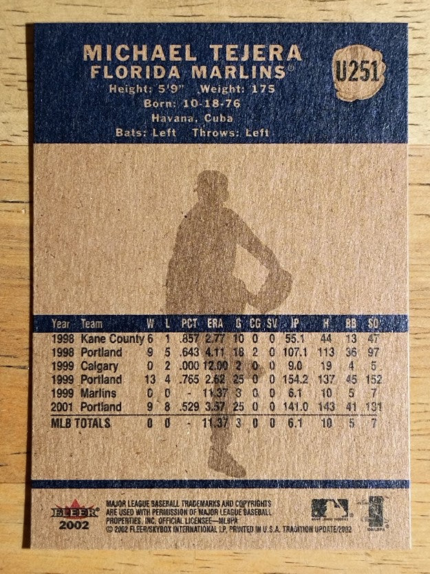 2002 Fleer Tradition Update #U251 Michael Tejera