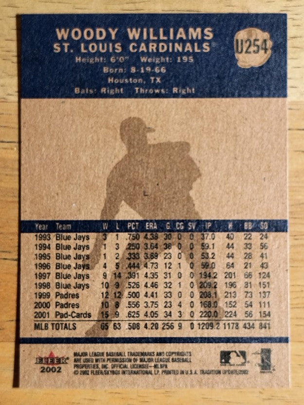 2002 Fleer Tradition Update #U254 Woody Williams
