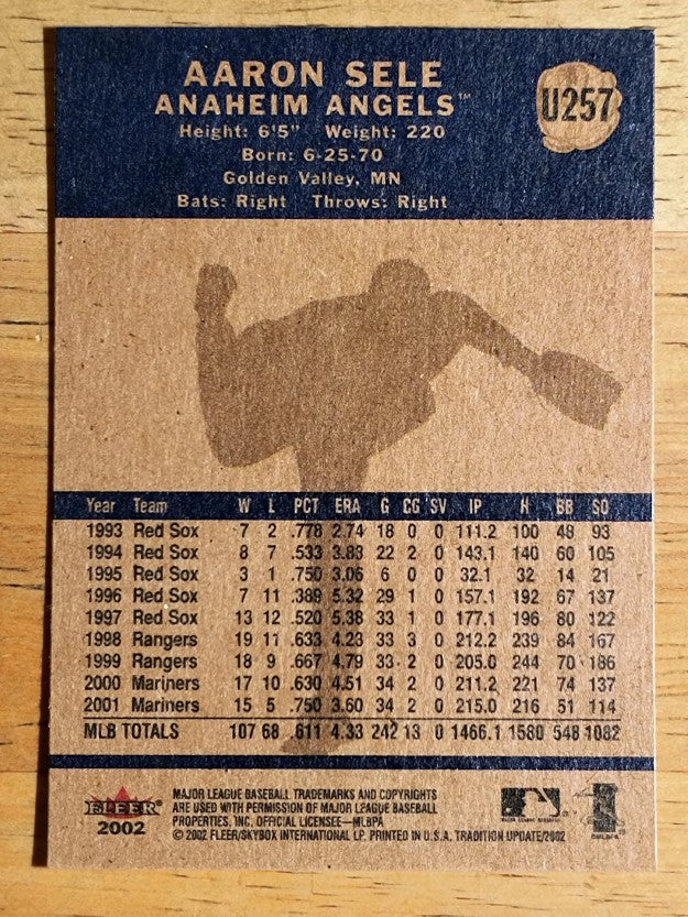 2002 Fleer Tradition Update #U257 Aaron Sele