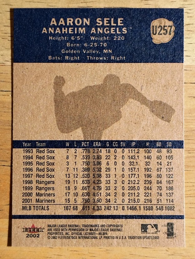 2002 Fleer Tradition Update #U257 Aaron Sele