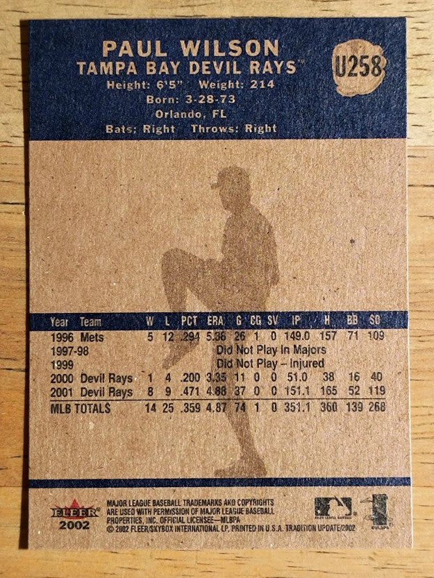 2002 Fleer Tradition Update #U258 Paul Wilson