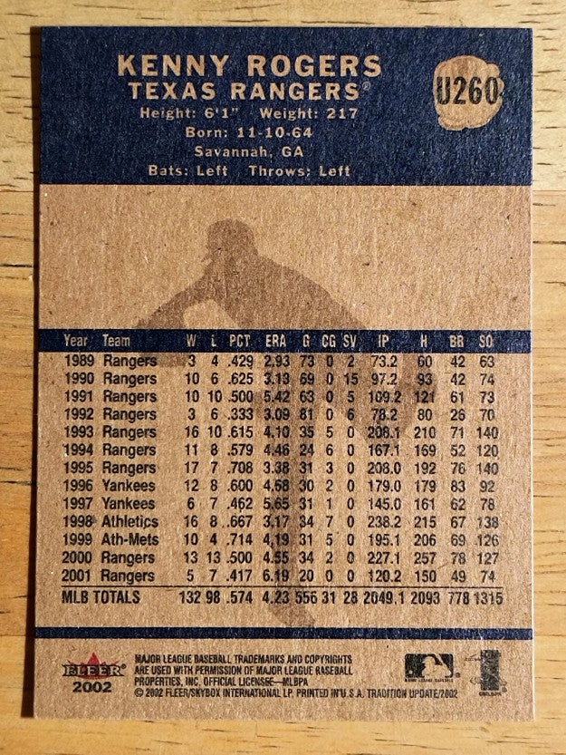 2002 Fleer Tradition Update #U260 Kenny Rogers