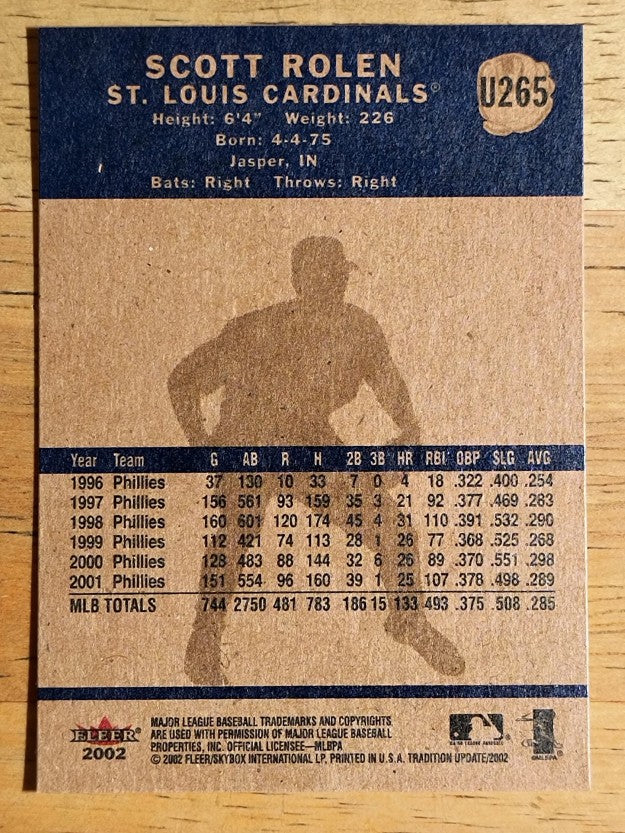 2002 Fleer Tradition Update #U265 Scott Rolen