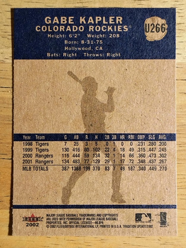 2002 Fleer Tradition Update #U266 Gabe Kapler