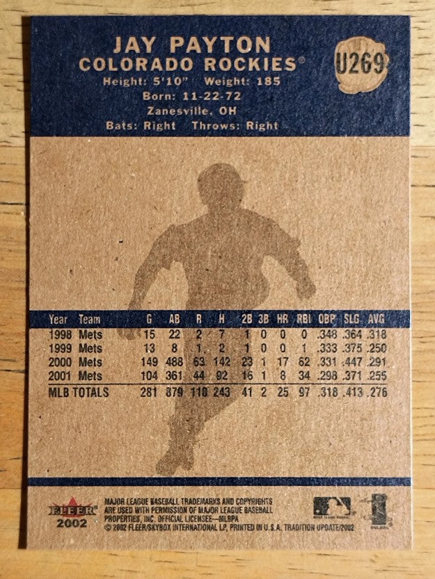 2002 Fleer Tradition Update #U269 Jay Payton