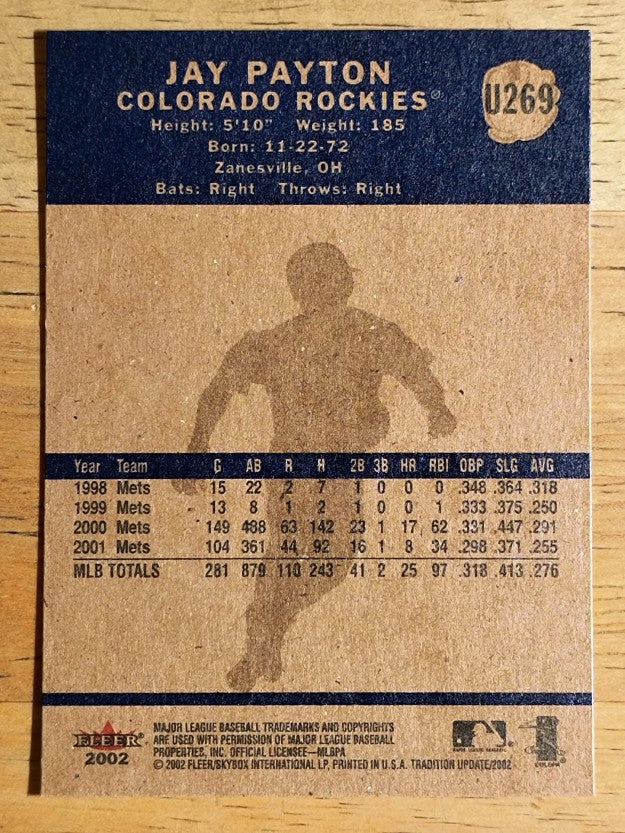 2002 Fleer Tradition Update #U269 Jay Payton