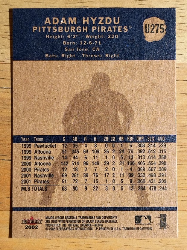 2002 Fleer Tradition Update #U275 Adam Hyzdu