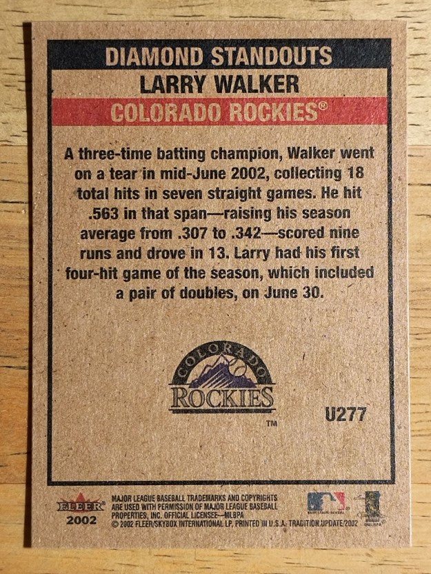 2002 Fleer Tradition Update #U277 Larry Walker DS