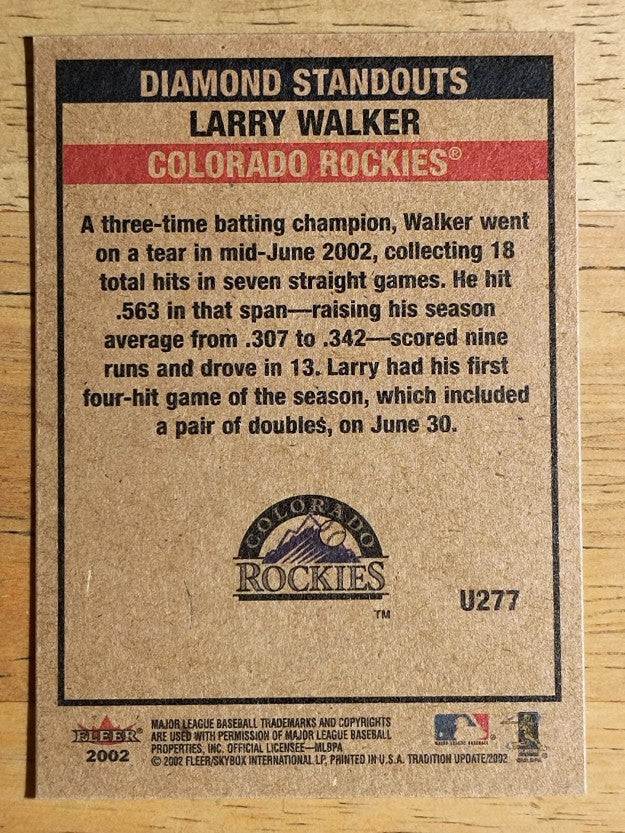 2002 Fleer Tradition Update #U277 Larry Walker DS