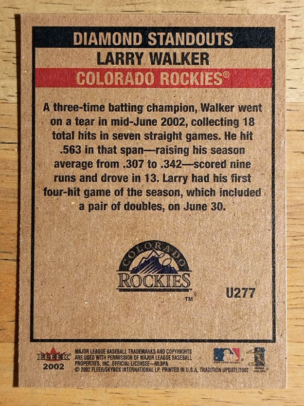 2002 Fleer Tradition Update #U277 Larry Walker DS