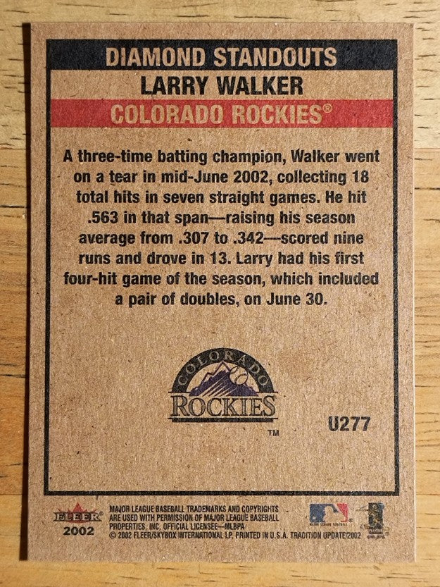 2002 Fleer Tradition Update #U277 Larry Walker DS