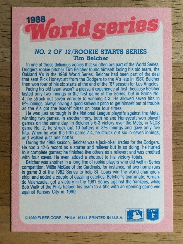1989 Fleer World Series #2 Tim Belcher