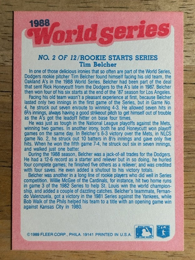 1989 Fleer World Series #2 Tim Belcher