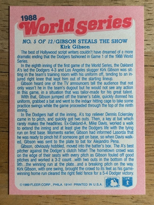 1989 Fleer World Series #5 Kirk Gibson