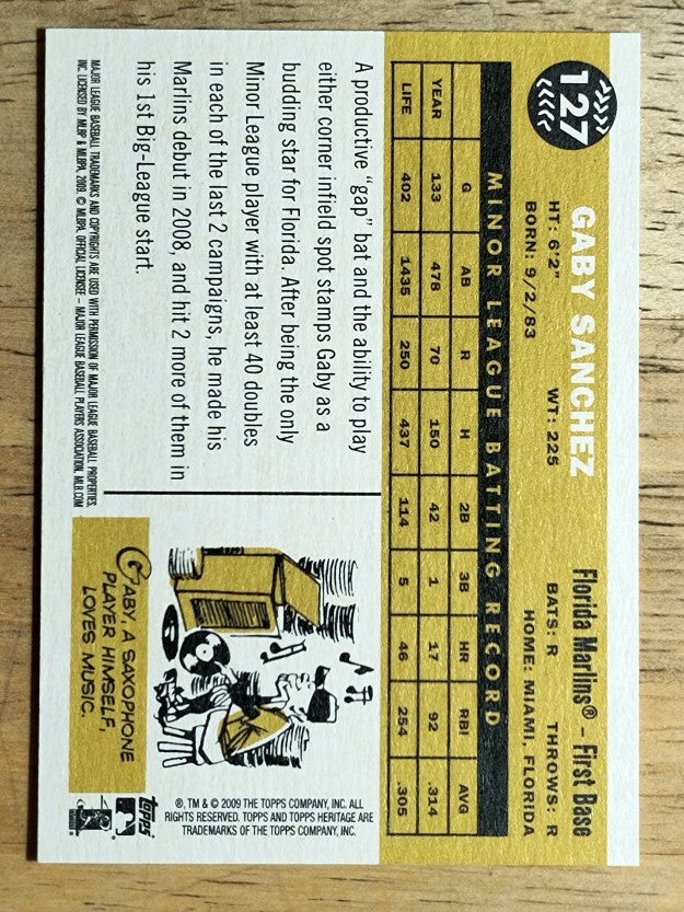 2009 Topps Heritage #127 Gaby Sanchez RC