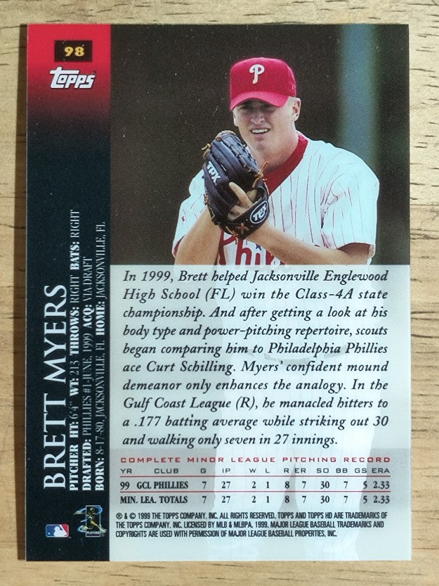 2000 Topps HD #98 Brett Myers RC