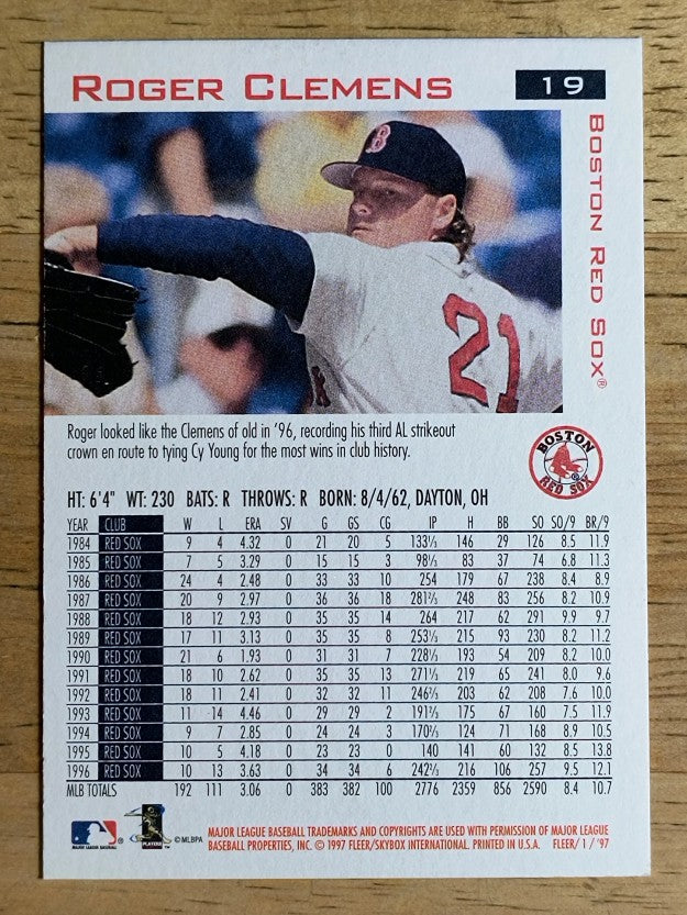 1997 Fleer #19 Roger Clemens