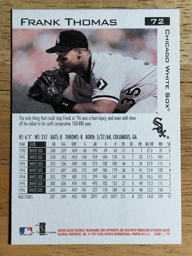 1997 Fleer #72 Frank Thomas