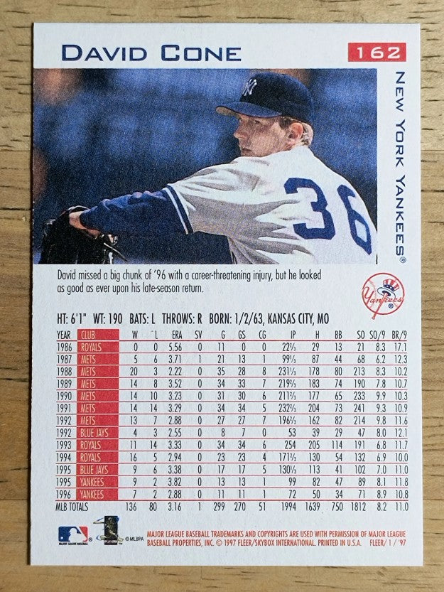 1997 Fleer #162 David Cone