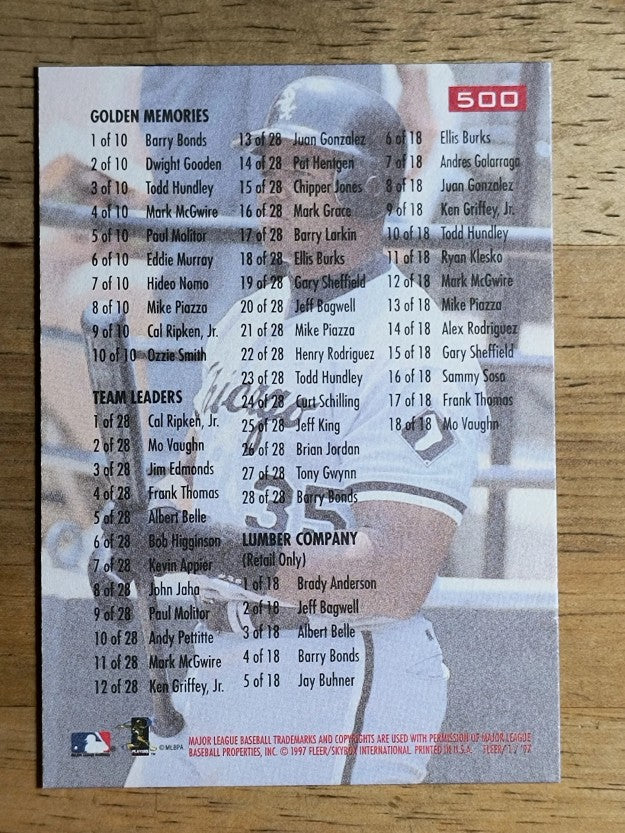 1997 Fleer #500 Frank Thomas CL
