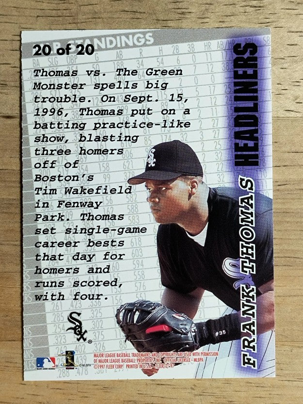 1997 Fleer Headliners #20 Frank Thomas