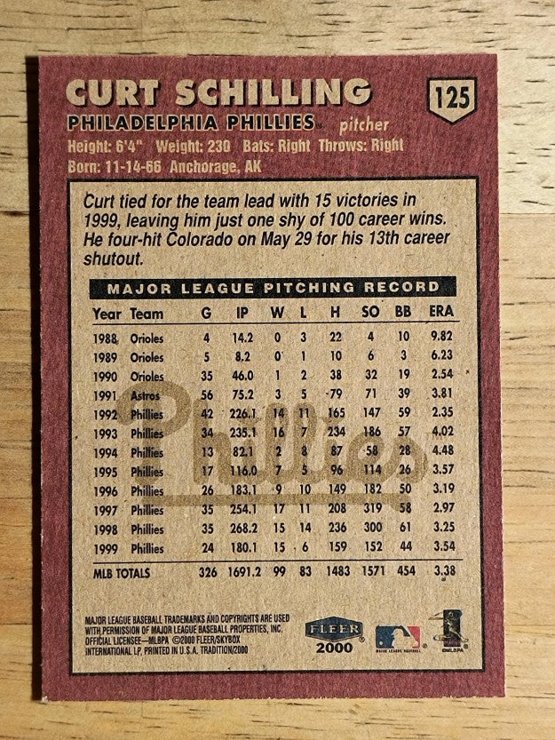2000 Fleer Tradition #125 Curt Schilling