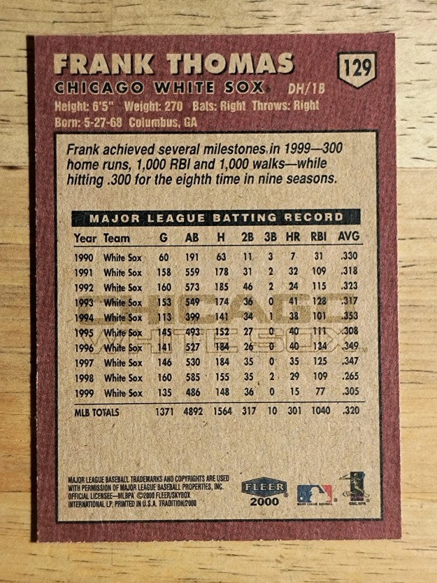 2000 Fleer Tradition #129 Frank Thomas