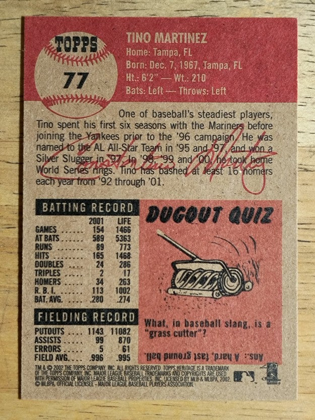 2002 Topps Heritage #77 Tino Martinez