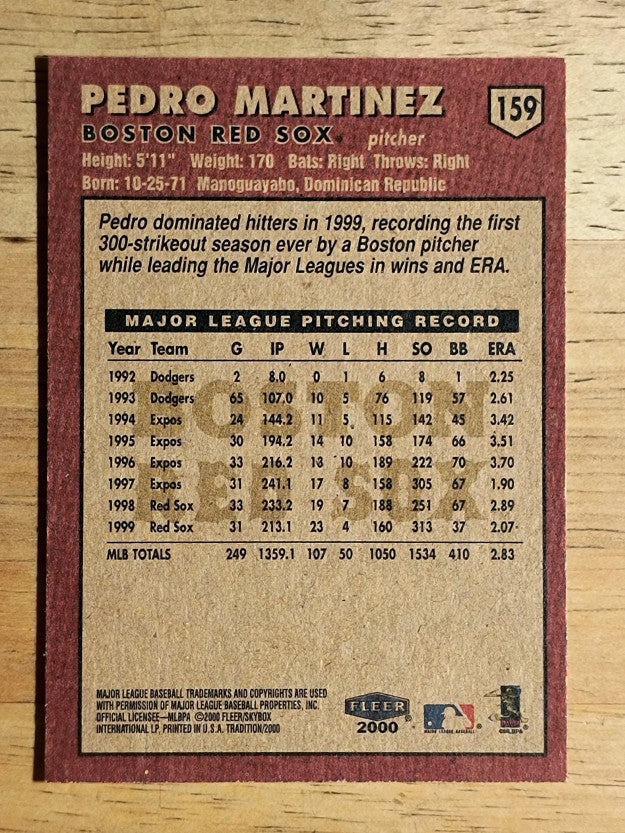 2000 Fleer Tradition #159 Pedro Martinez