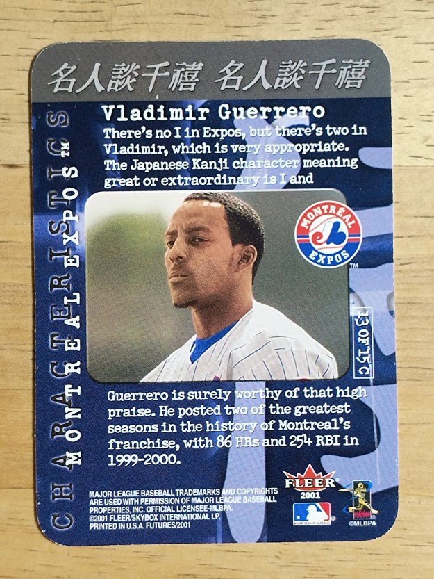 2001 Fleer Futures Characteristics #C13 Vladimir Guerrero