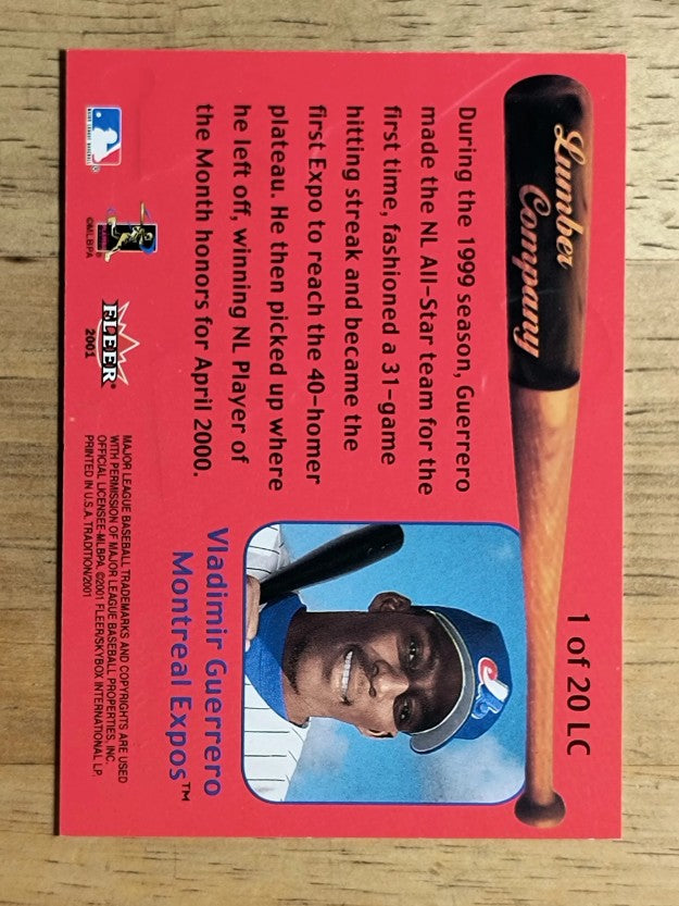 2001 Fleer Tradition Lumber Company #LC1 Vladimir Guerrero