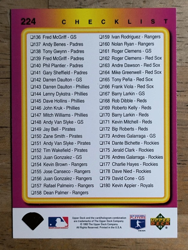 1993 Fun Pack #224 Ken Griffey Jr. CL