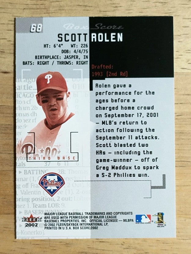 2002 Fleer Box Score #68 Scott Rolen