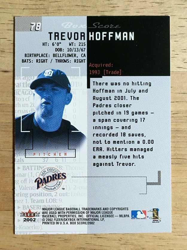 2002 Fleer Box Score #78 Trevor Hoffman