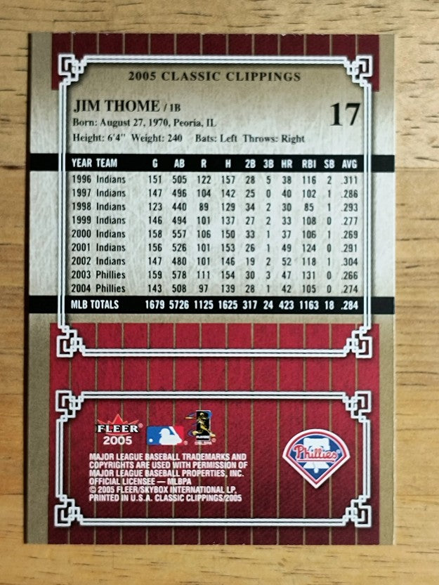 2005 Classic Clippings #17 Jim Thome