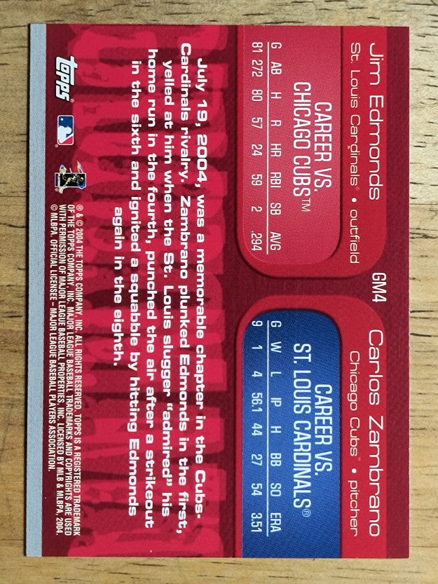 2005 Topps Grudge Match #4 Jim Edmonds/Carlos Zambrano