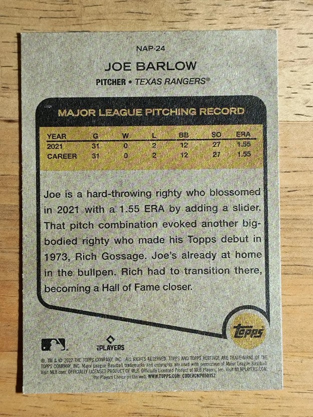 2022 Topps Heritage New Age Performers #NAP24 Joe Barlow