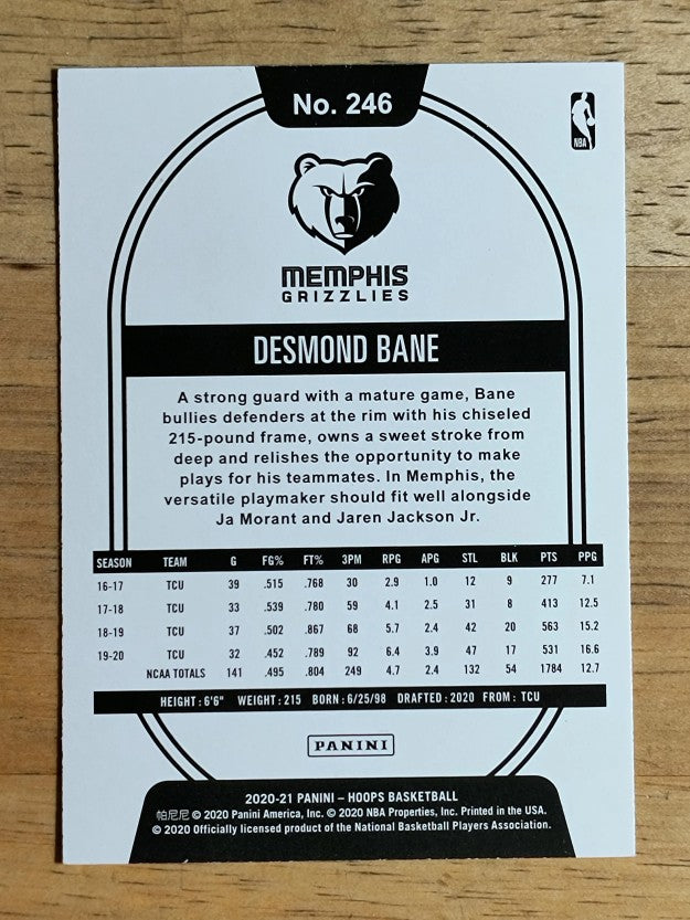 2020-21 Hoops #246 Desmond Bane RC