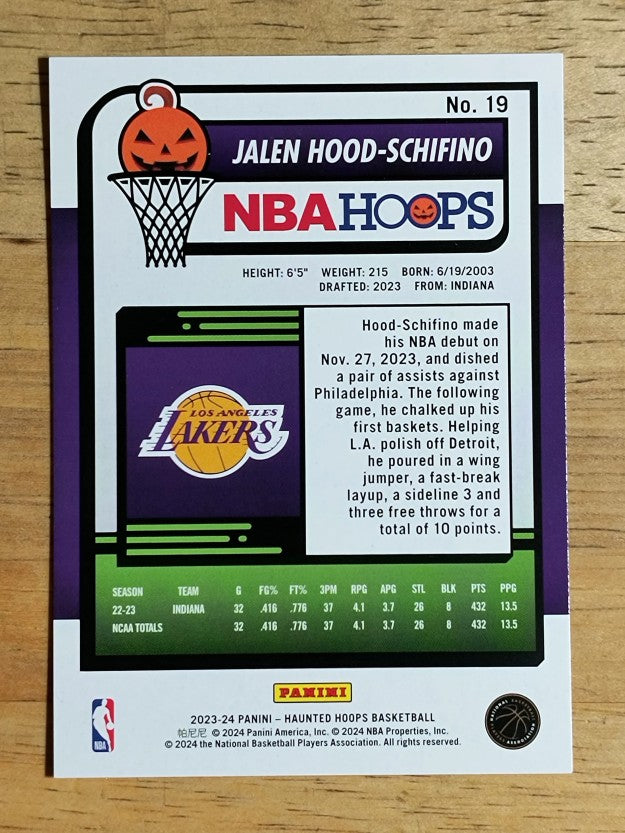 2023-24 Hoops Haunted Hoops #19 Jalen Hood-Schifino RC