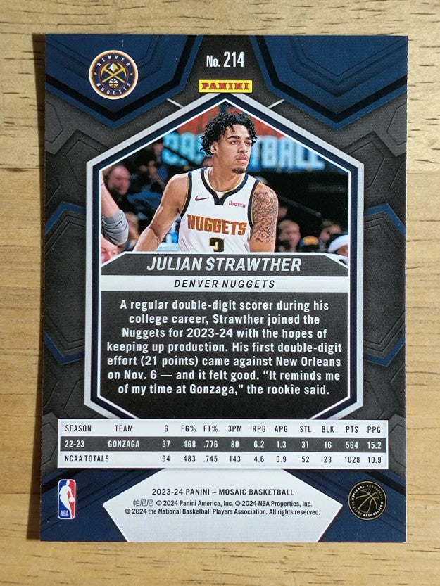 2023-24 Panini Mosaic #214 Julian Strawther RC