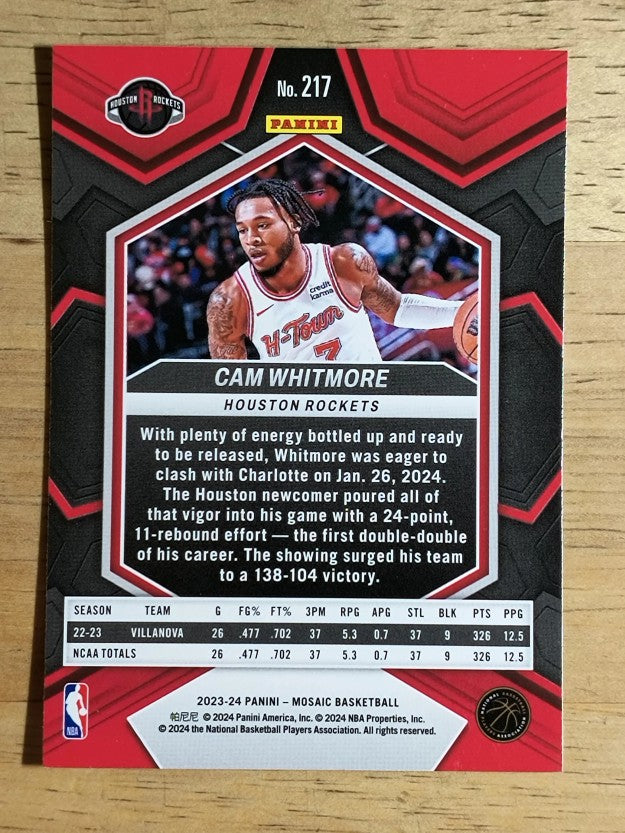 2023-24 Panini Mosaic #217 Cam Whitmore RC