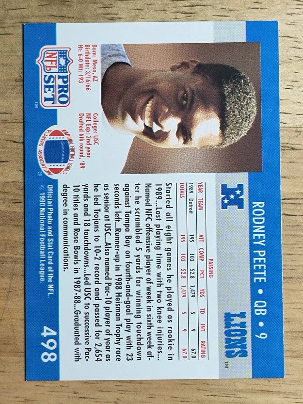 1990 Pro Set #498 Rodney Peete
