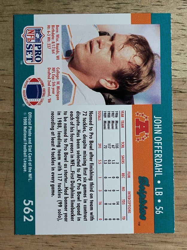 1990 Pro Set #562 John Offerdahl