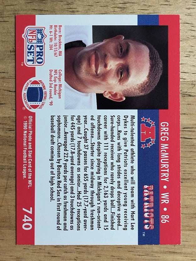 1990 Pro Set #740 Greg McMurtry RC