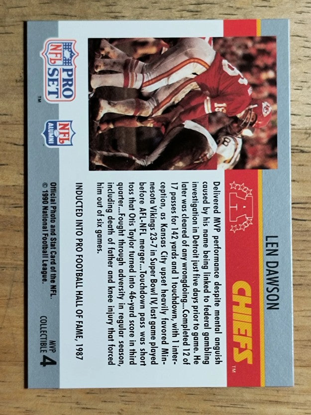 1990 Pro Set Super Bowl MVP's #4 Len Dawson