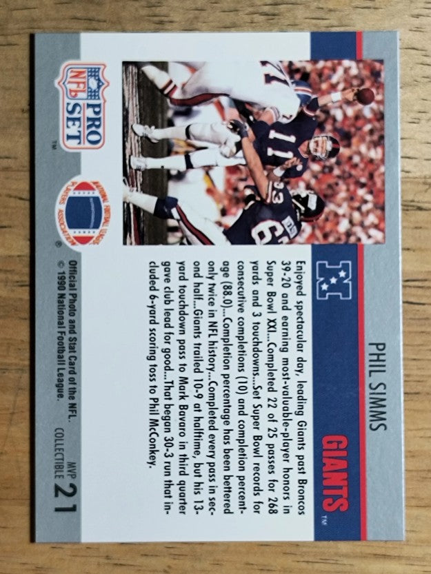 1990 Pro Set Super Bowl MVP's #21 Phil Simms