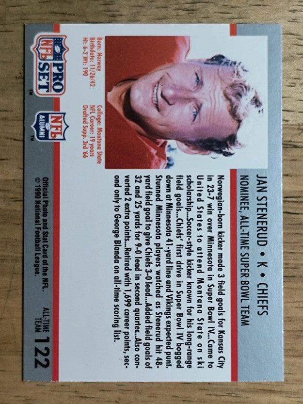 1990-91 Pro Set Super Bowl 160 #122 Jan Stenerud
